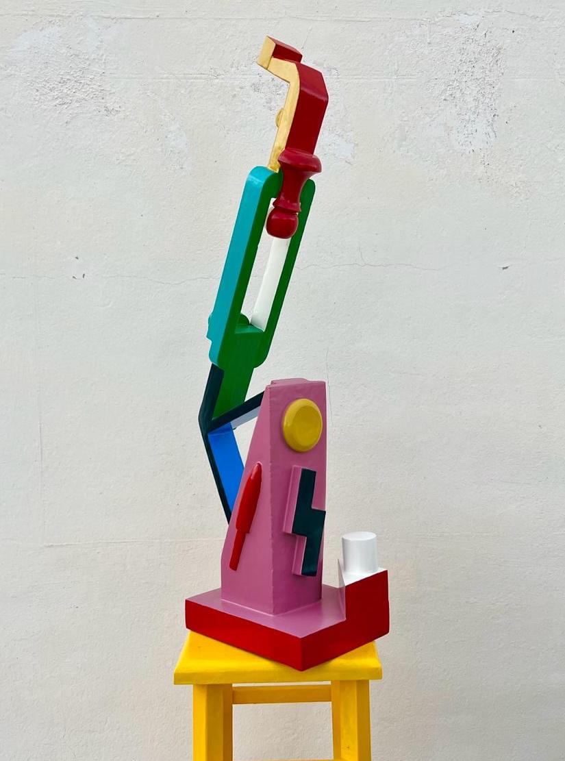wooden colorful sculpture