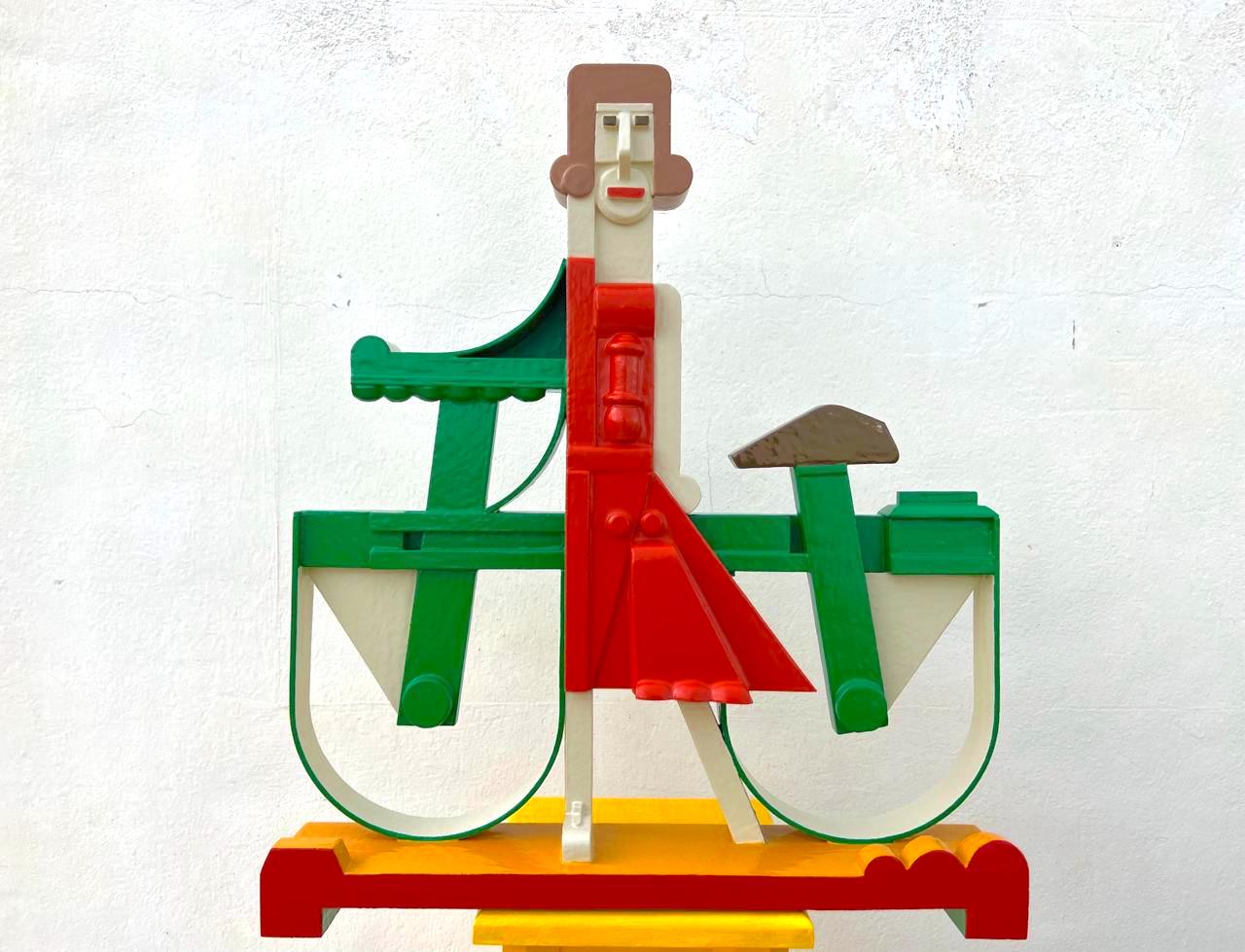 wooden colorful abstract sculpture of Agniya Barto